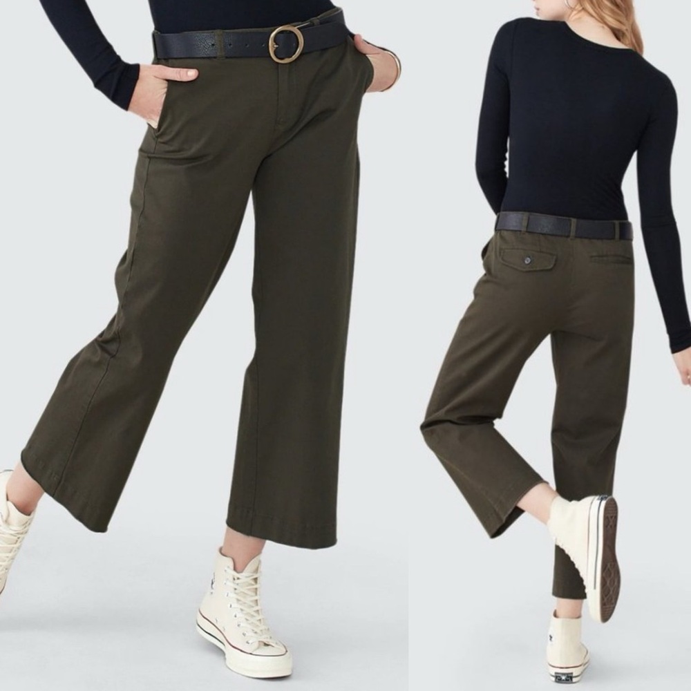 ATM Enzyme Wash Chino Distressed Boyfriend Wide Leg Pants \\ 6